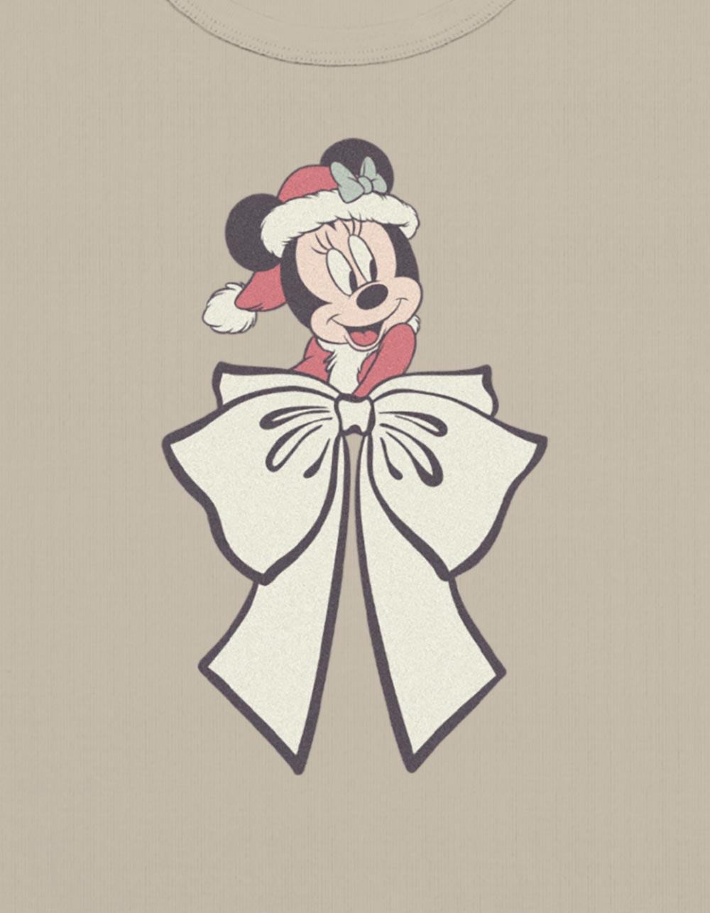 DISNEY Minnie Big Bow Womens Baby Tee - TAUPE