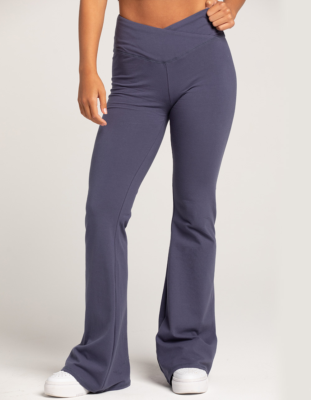 TILLYS Crossover Waist Womens Flare Leggings NAVY Tillys