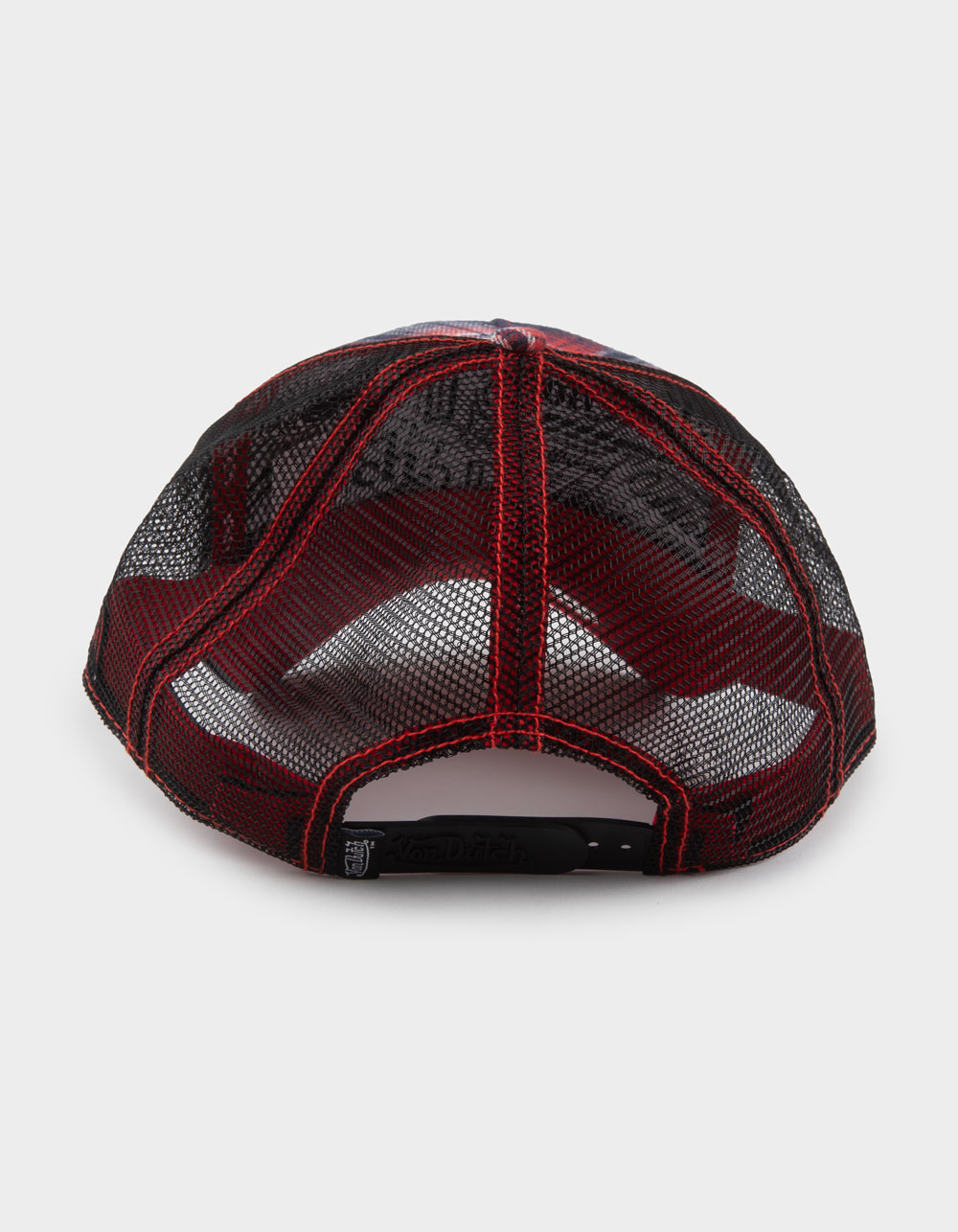 VON DUTCH Plaid Trucker Hat - RED/BLK
