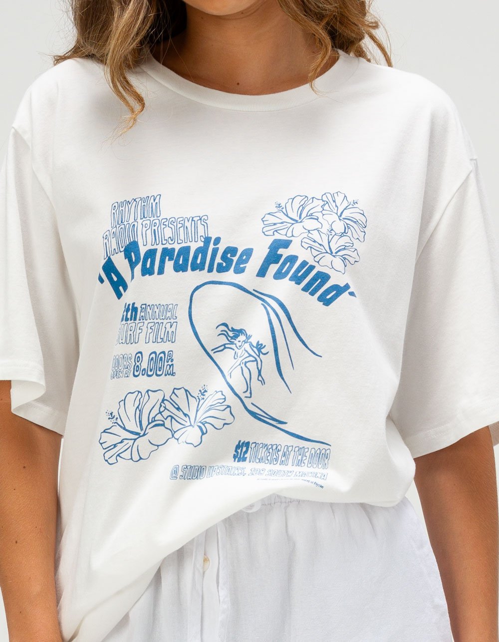 RHYTHM Paradise Womens Oversized Tee - WHITE