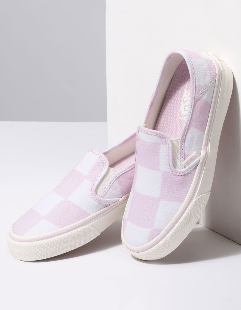 VANS Big Check Slip-On SF Lilac & Marshmallow Womens Shoes image number 2