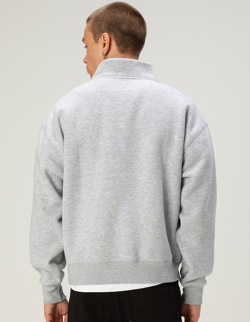 RSQ Mens Quarter Zip Oversized Sweatshirt - HEATHER GRAY