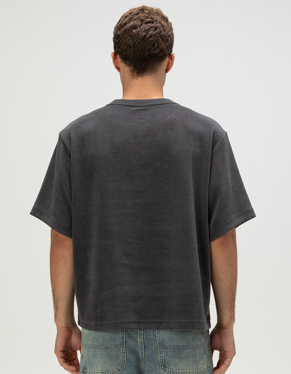 RSQ Mens Textured Boxy Tee - DARK GRAY