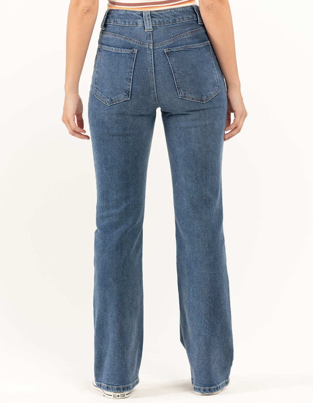 RSQ Womens Patch Pocket Flare Jeans - MEDIUM WASH
