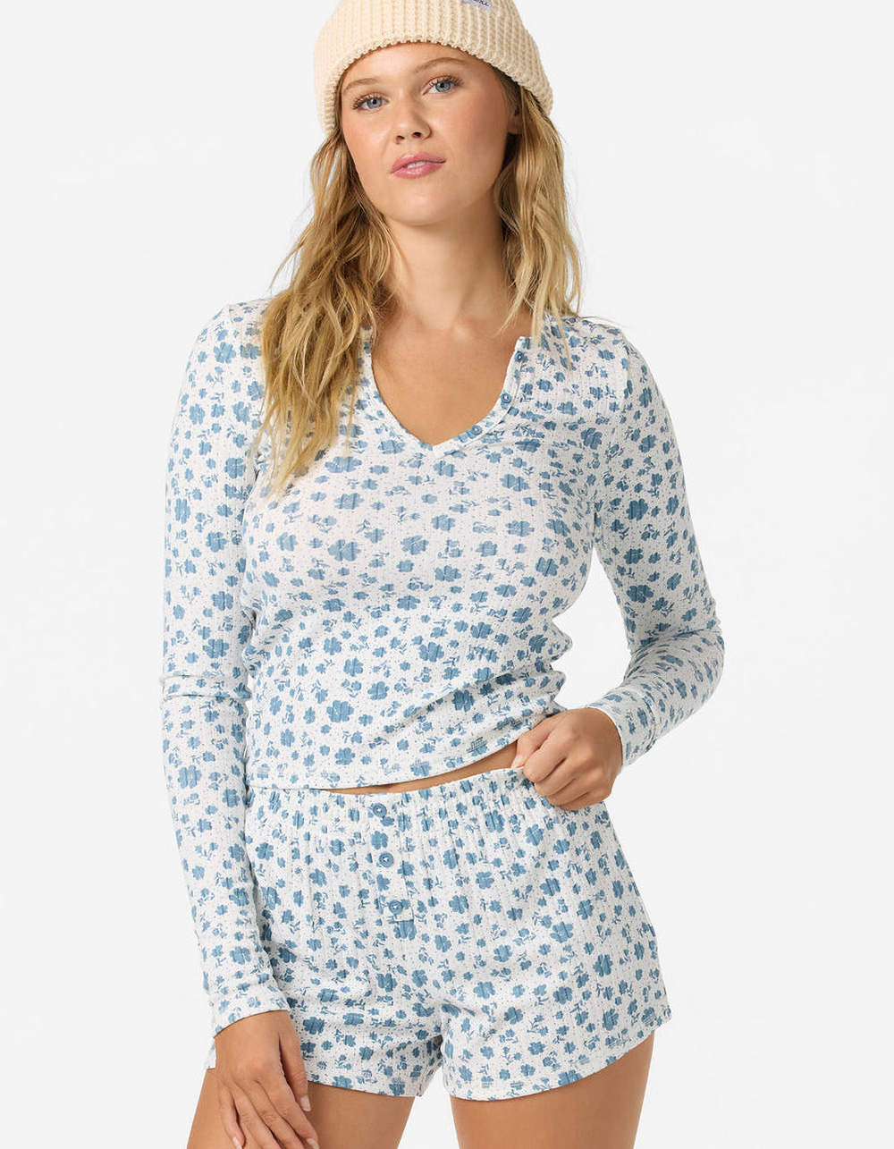 O'NEILL Gaia Primrose Womens Lounge Shorts - WHT/BLUE