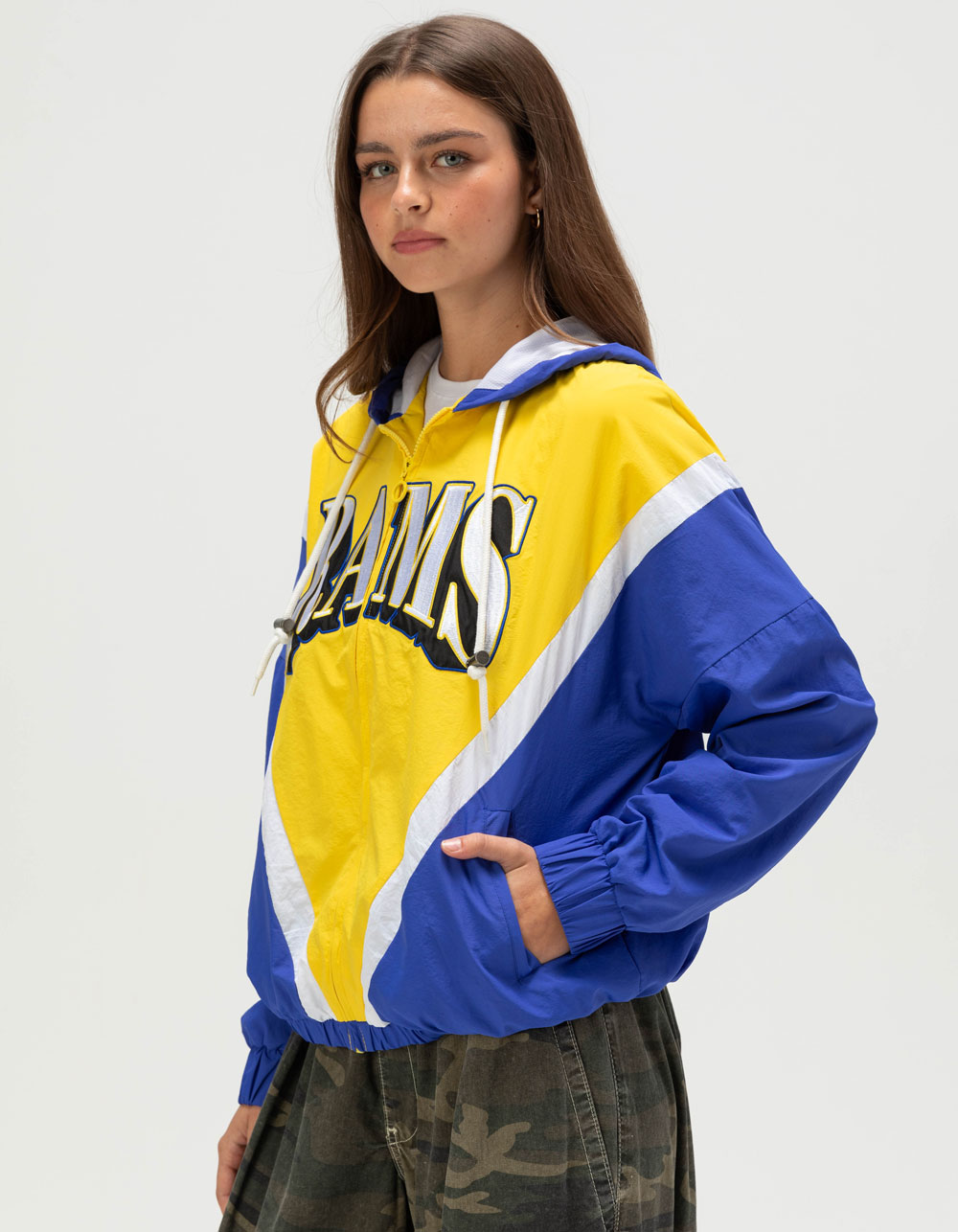 WEAR BY ERIN ANDREWS Los Angeles Rams Womens Windbreaker Jacket - BLUE