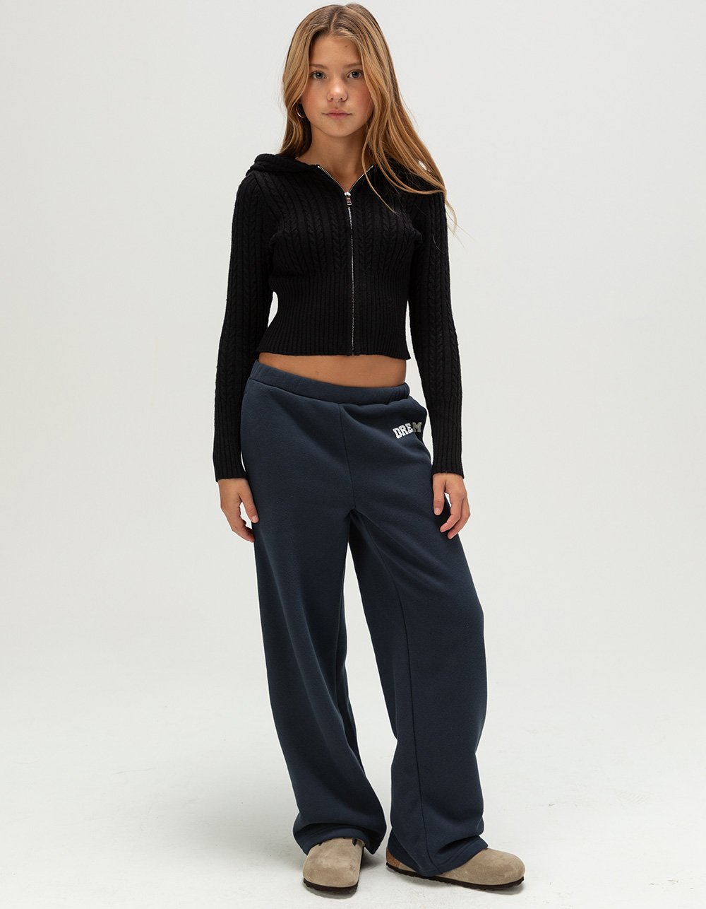 FULL TILT Dream Girls Wide Leg Sweatpants - NAVY