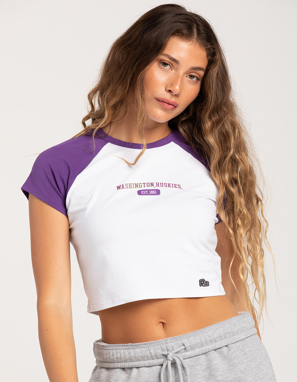 HYPE AND VICE Washington Huskies Womens Raglan Tee PURPLE COMBO Tillys