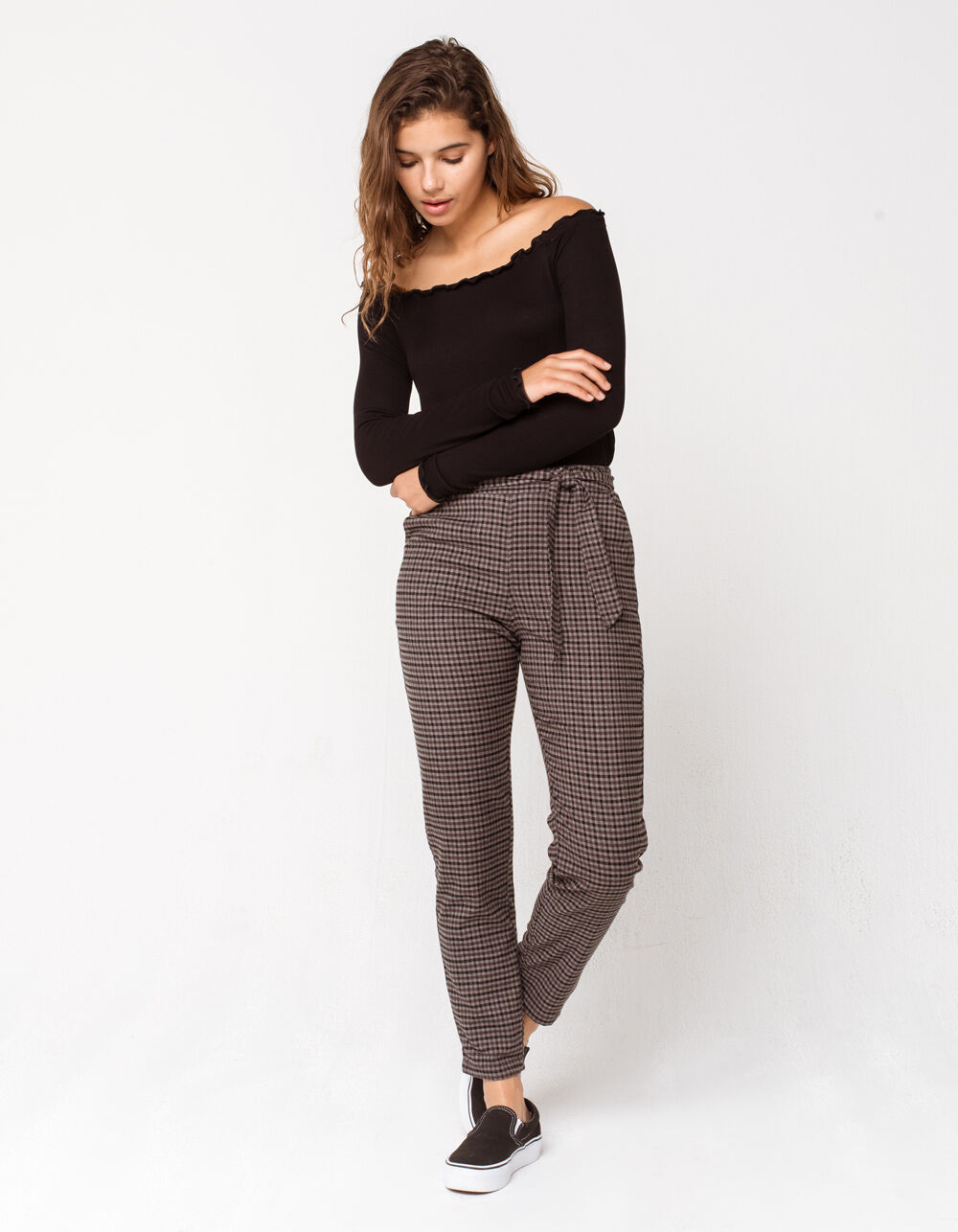 IVY & MAIN Lettuce Edge Off The Shoulder Womens Top BLACK Tillys