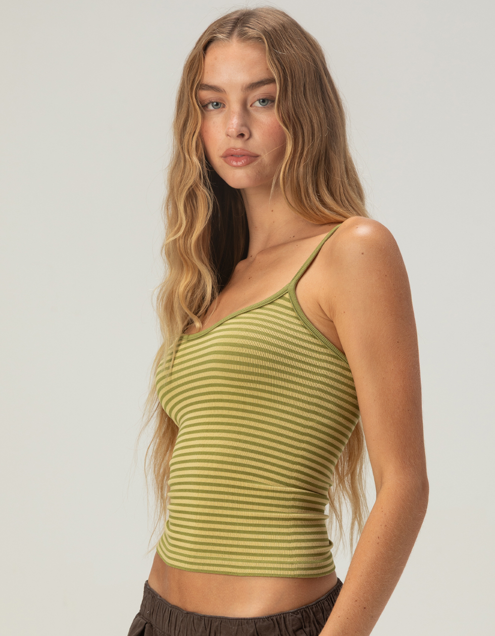 BDG Urban Outfitters Molly Womens Stripe Cami - GREEN COMBO
