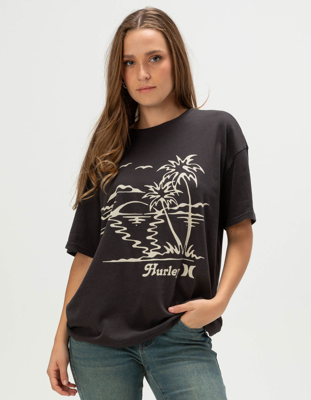 HURLEY Fun The Sun Womens Boyfriend Tee - BLACK