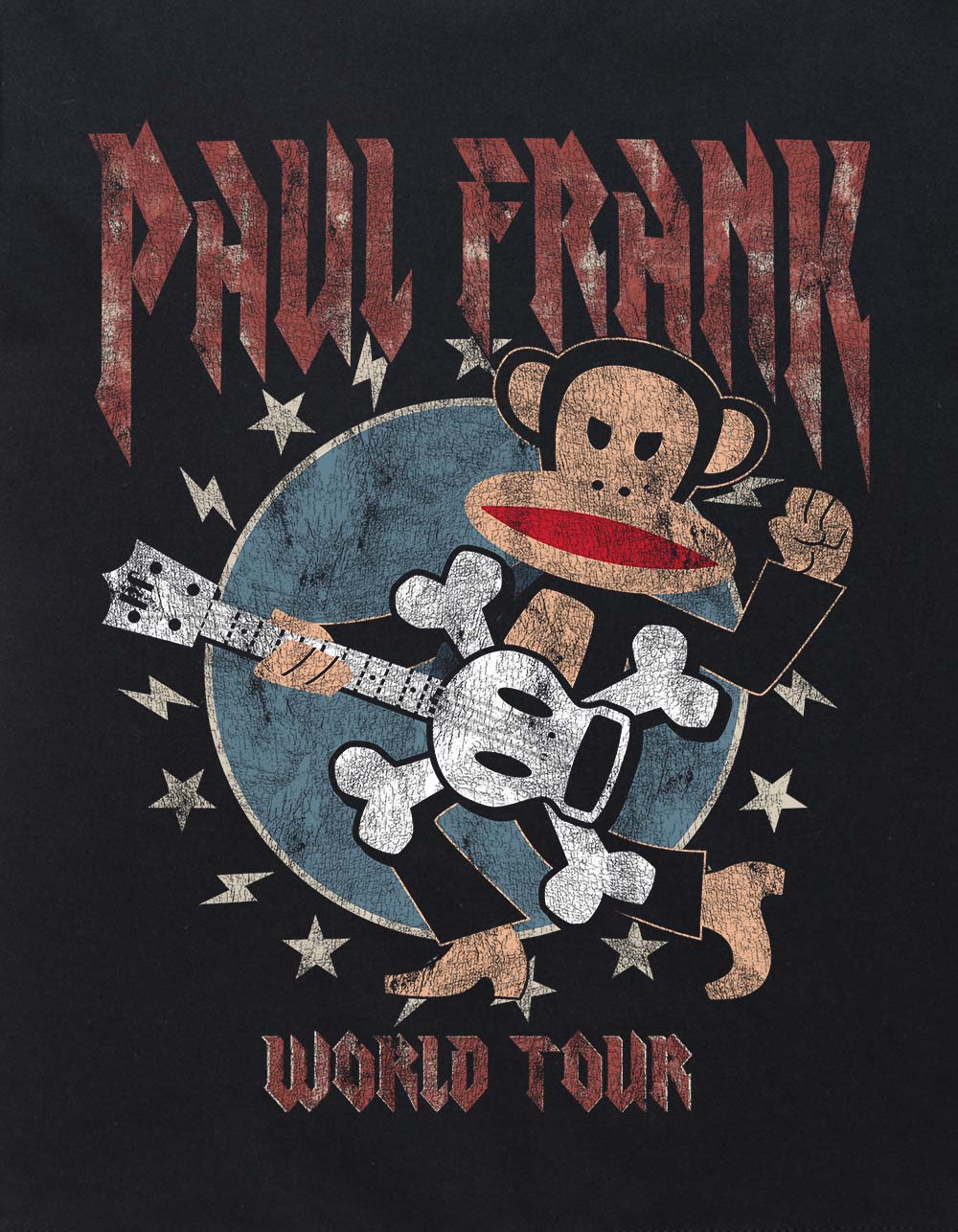 PAUL FRANK World Tour Distressed Boys Tee - BLACK