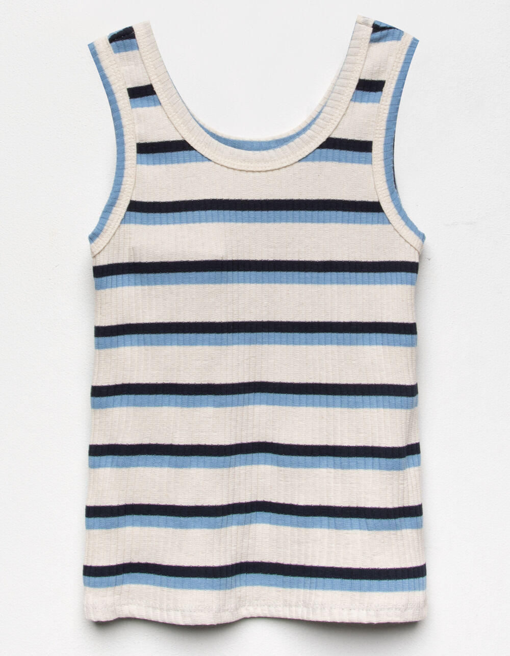 WHITE FAWN Stripe Sweater Blue Girls Tank Top image number 0