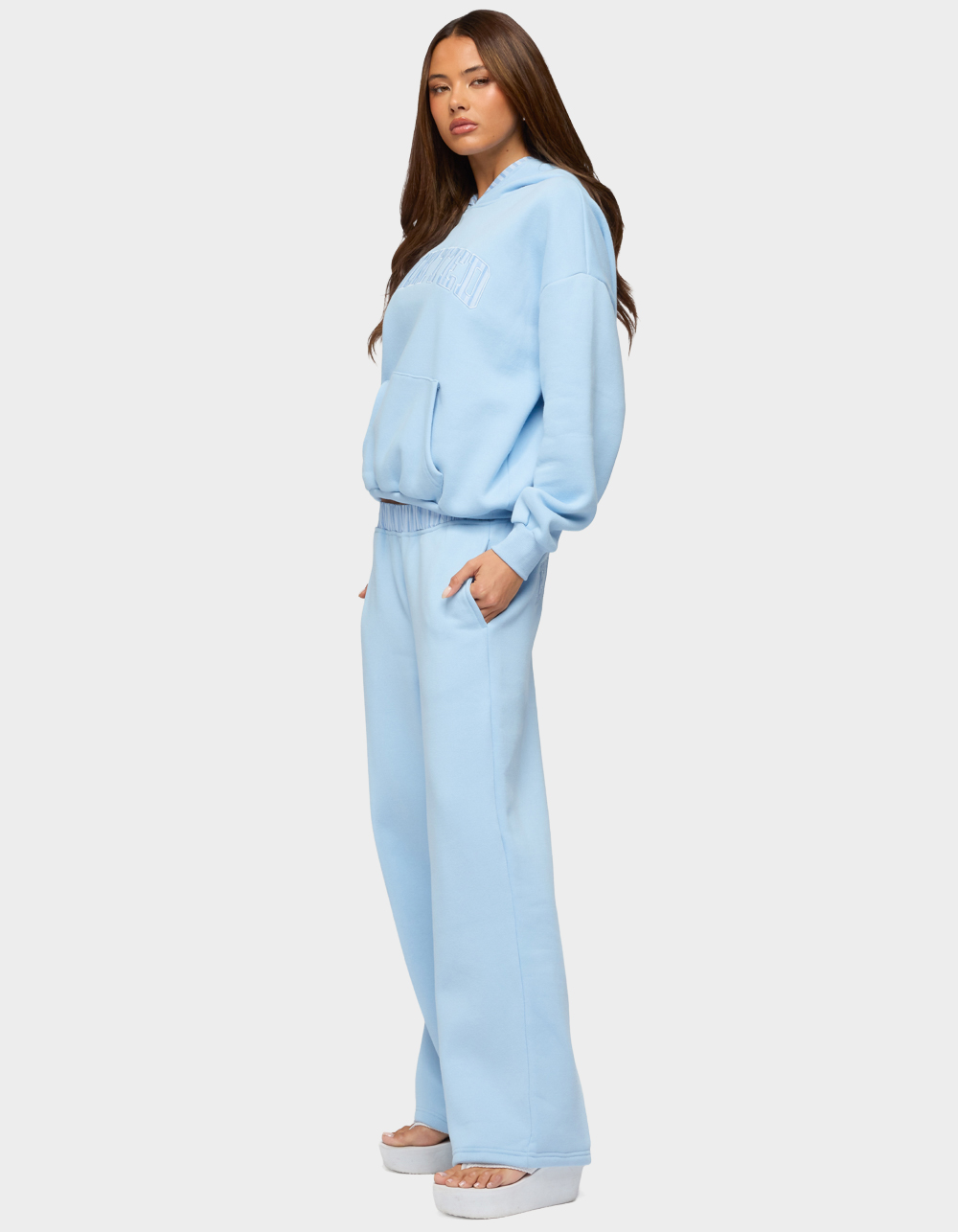 EDIKTED Core Stripey Wide Leg Sweatpants - BLUE
