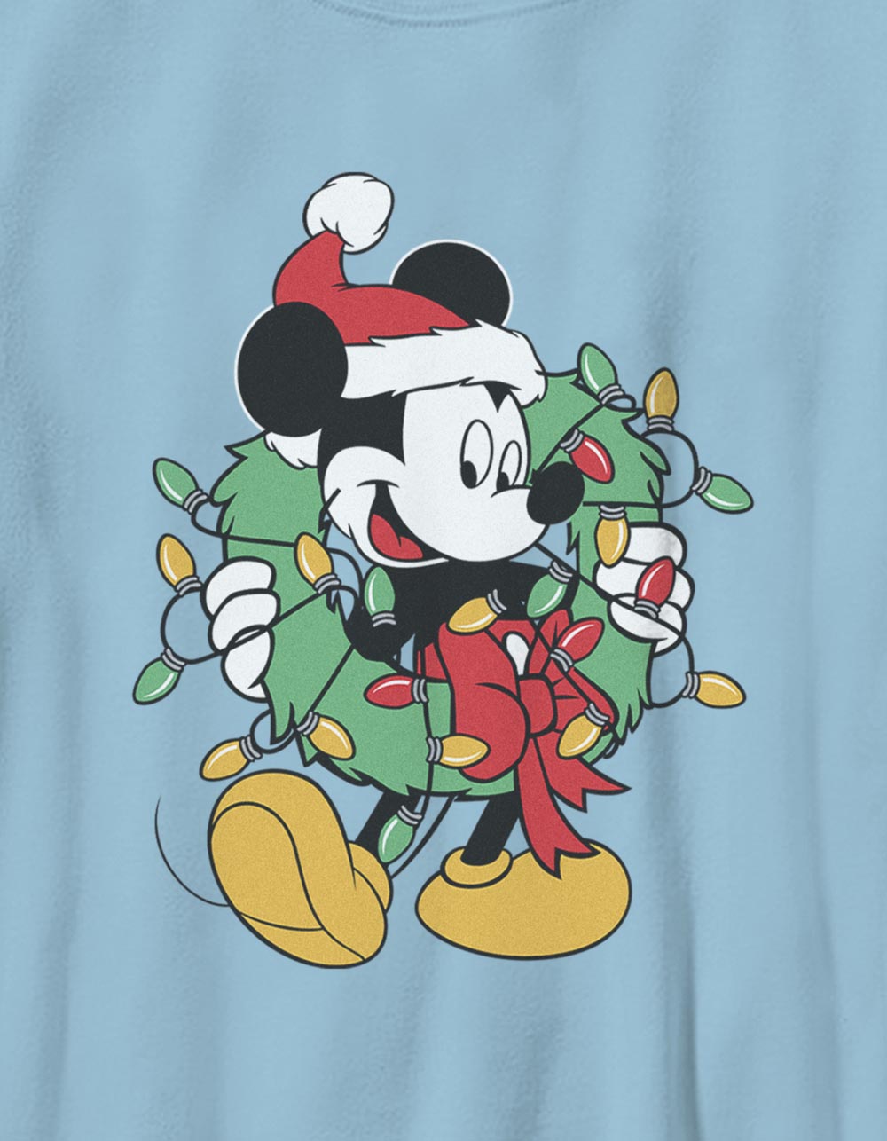 DISNEY Mickey Wreath Unisex Kids Tee - LIGHT BLUE