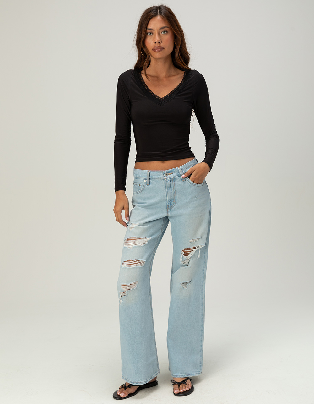 LEVI'S Premium Loose But Womens Jeans - Do It Again LIGHT DESTRUCT