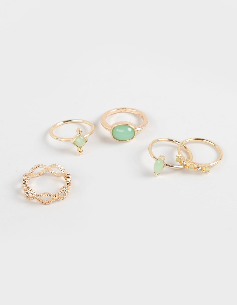 FULL TILT 5 Pack Stone Rings - GOLD