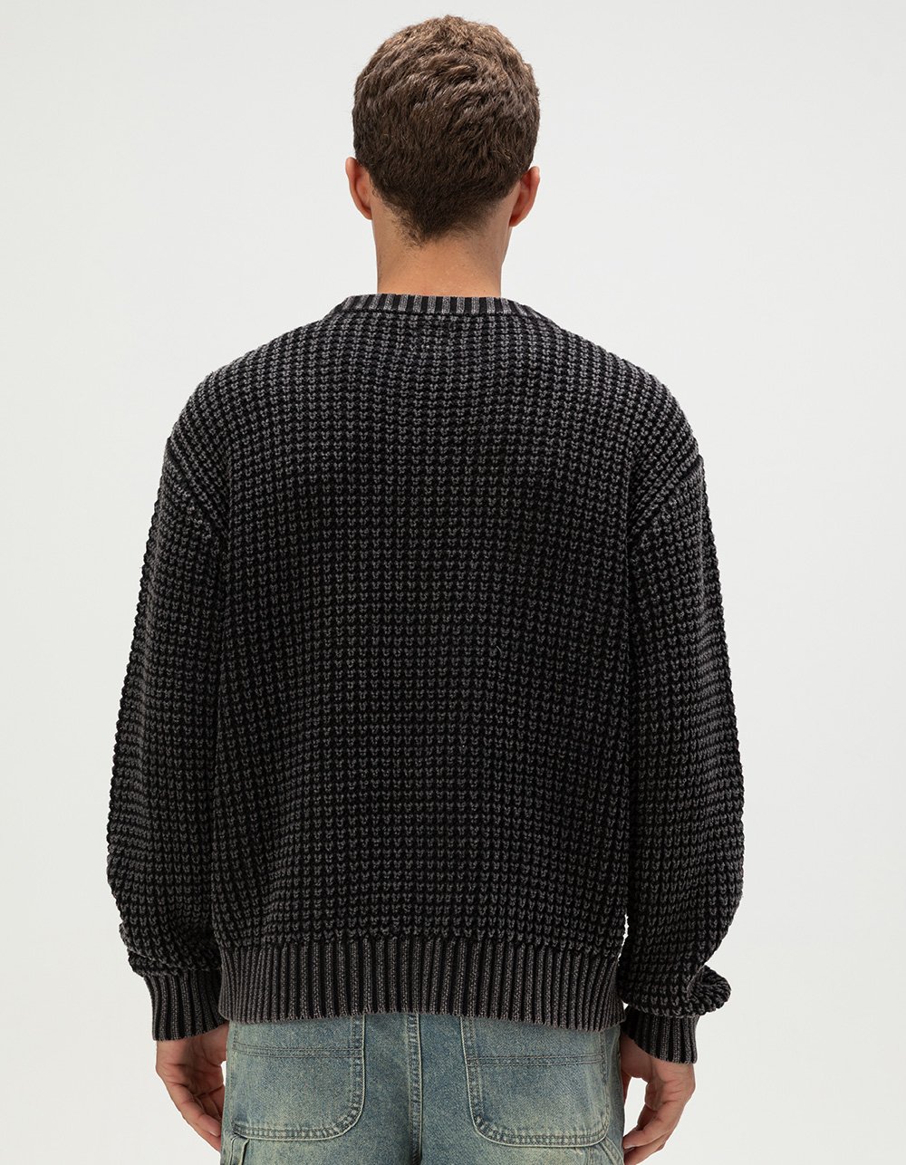 RSQ Mens Washed Waffle Sweater