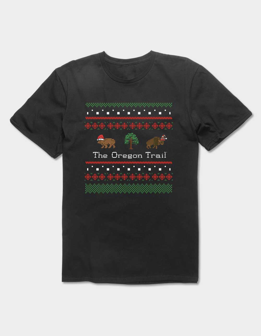 THE OREGON TRAIL Christmas Sweater Unisex Tee - BLACK