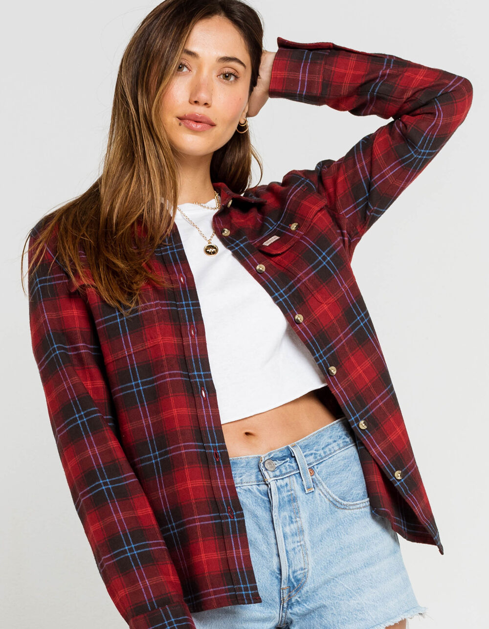 BRIXTON Womens Red Flannel Shirt - RED | Tillys