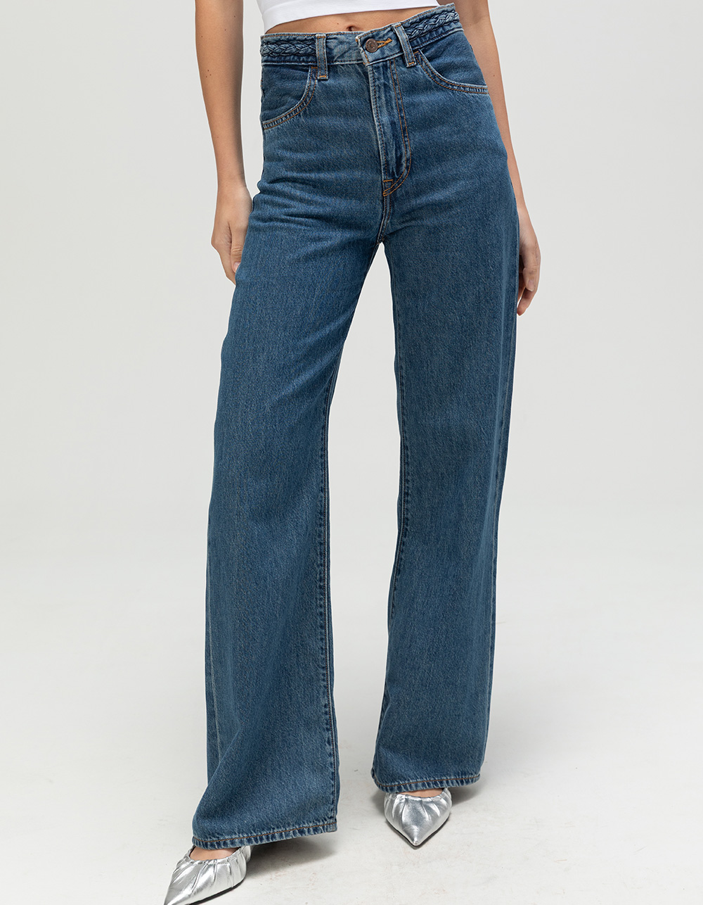 LEVI'S Premium Ribcage Wide Leg Womens Jeans - Big Yikes MEDIUM INDIGO