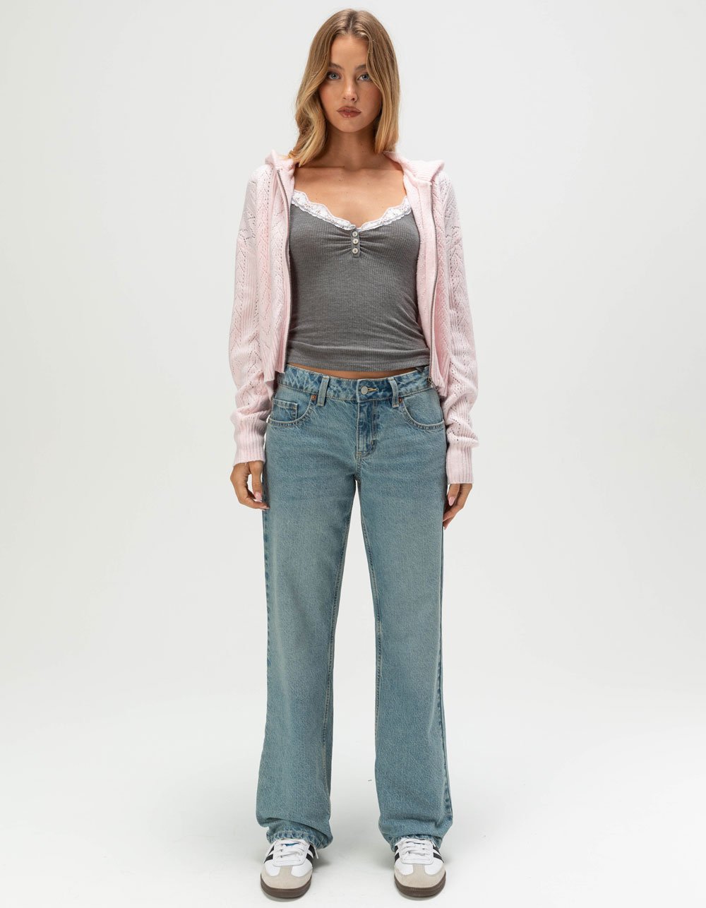 RSQ Womens Heart Breaker Loose Straight Jeans - MEDIUM WASH