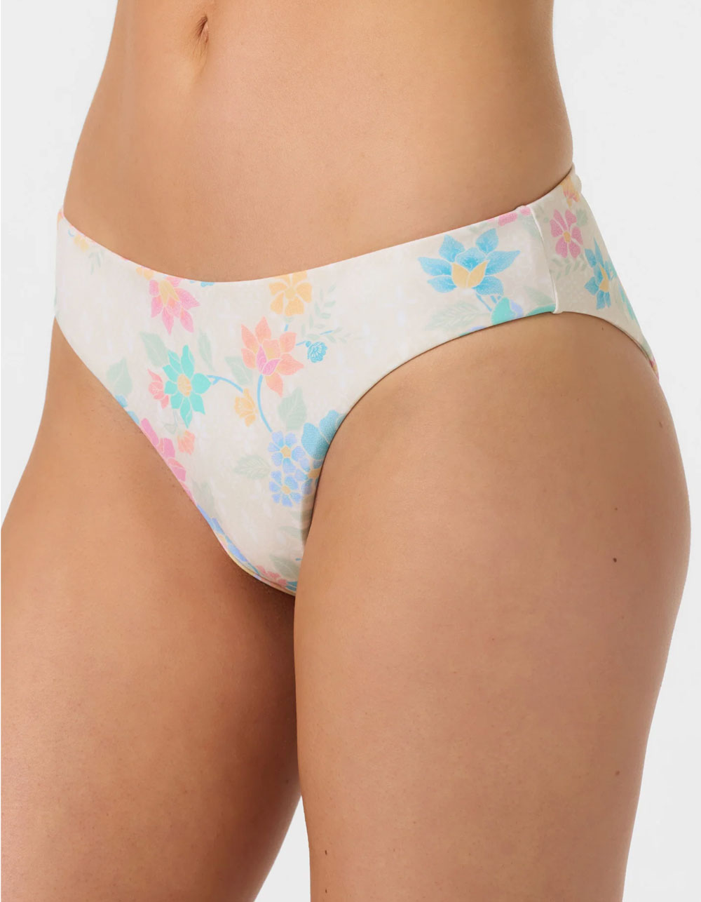 O'NEILL Bali Floral Comber Mid Rise Reversible Medium Bikini Bottoms - Cream Combo