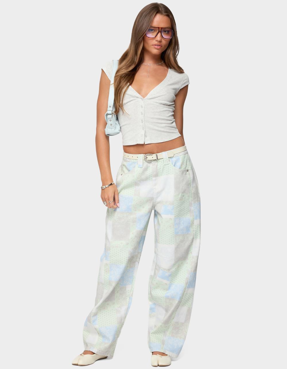 EDIKTED Alza Button Up Top - GRAY