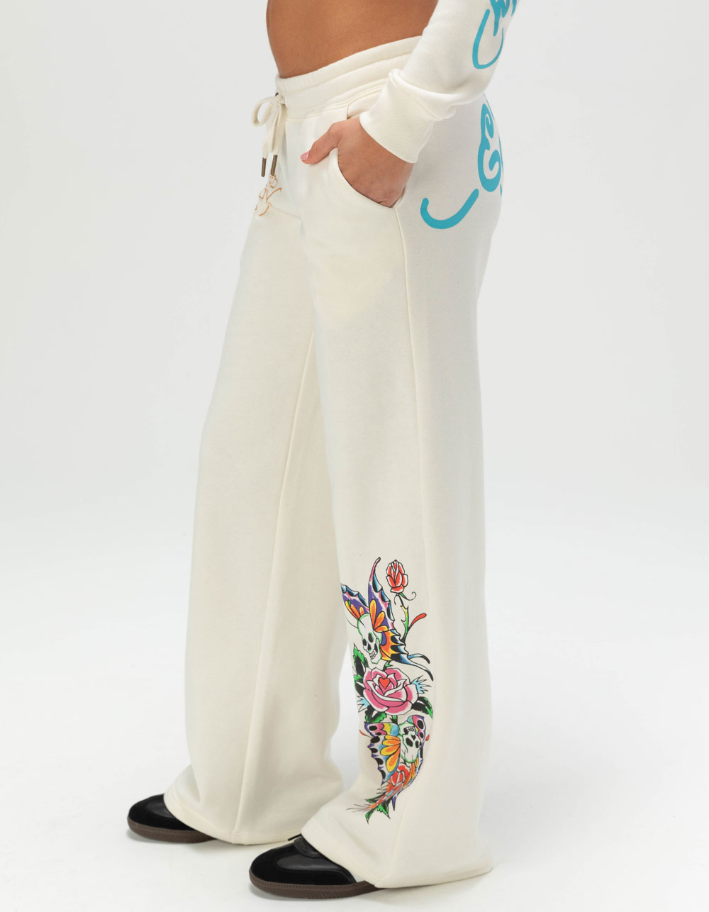 ED HARDY Butterfly Womens Sweatpants - IVORY