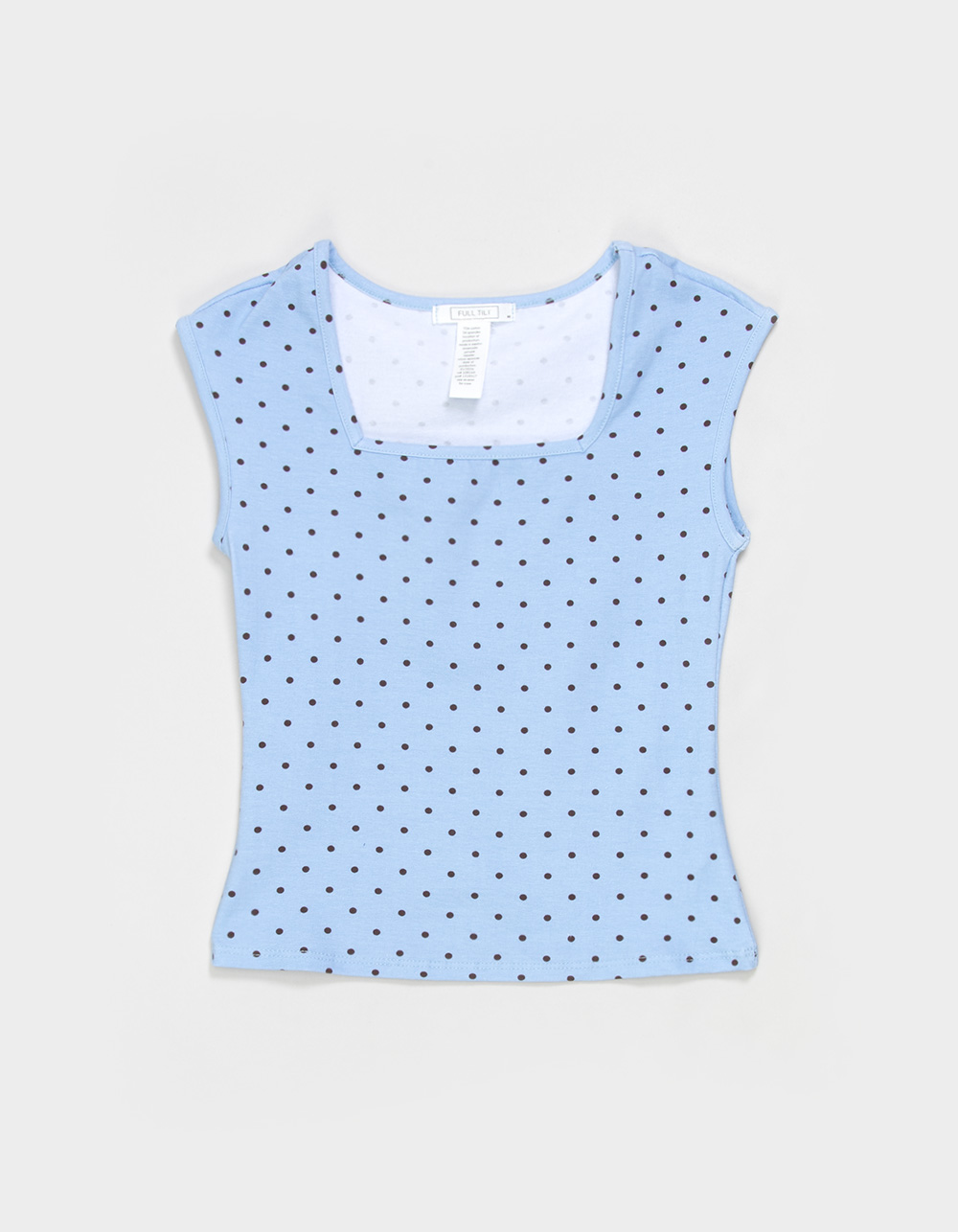 FULL TILT Dot Girls Square Neck Top - BLUE COMBO