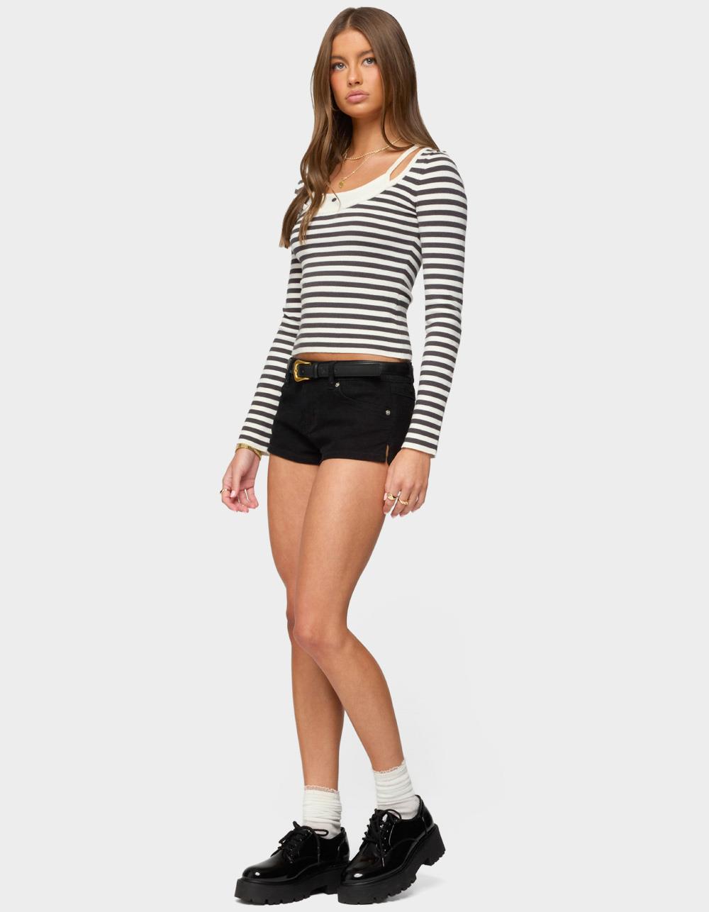 EDIKTED Cecile Layered Long Sleeve Top - GRAY