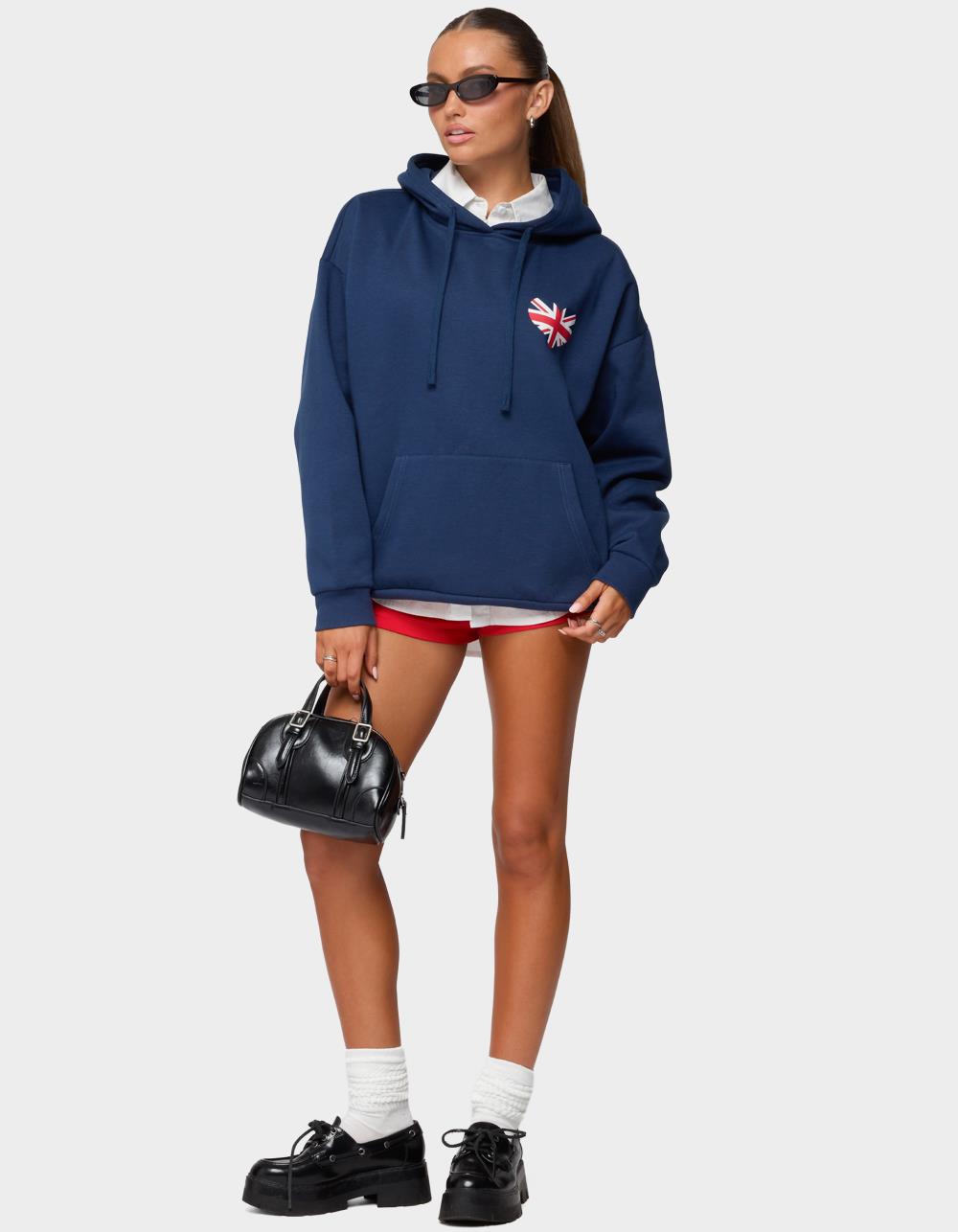 EDIKTED Love London Oversized Hoodie - NAVY