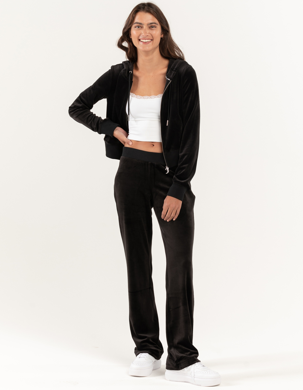 JUICY COUTURE OG Bling Womens Zip-Up Hoodie - BLACK