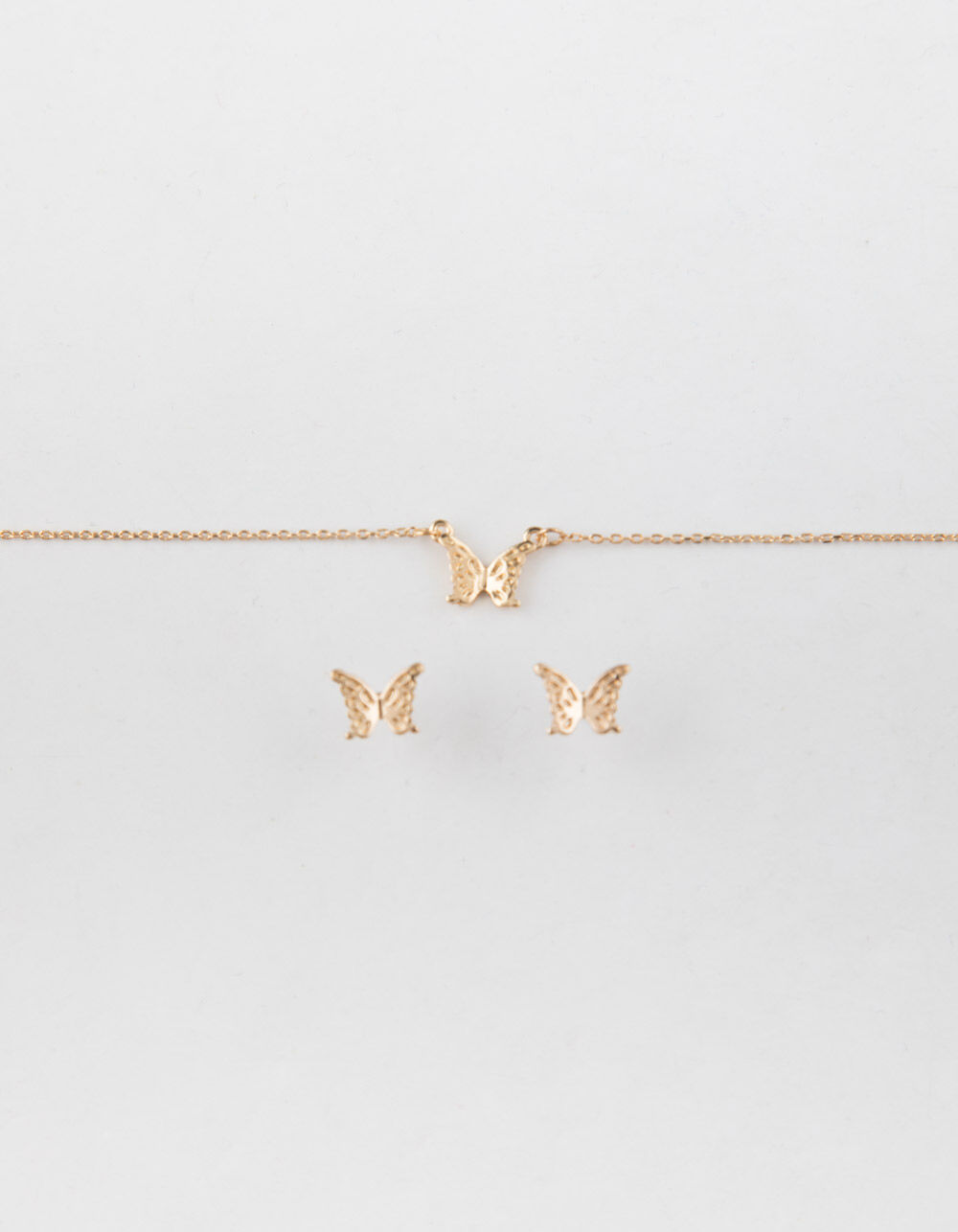 FULL TILT Butterfly Necklace & Earring Set GOLD Tillys