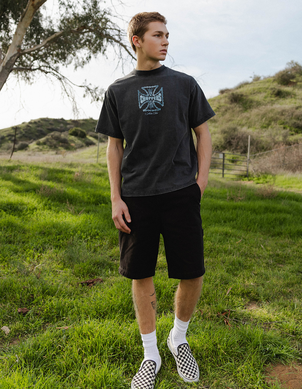 RSQ Mens Loose Twill Carpenter Shorts - WASHED BLACK