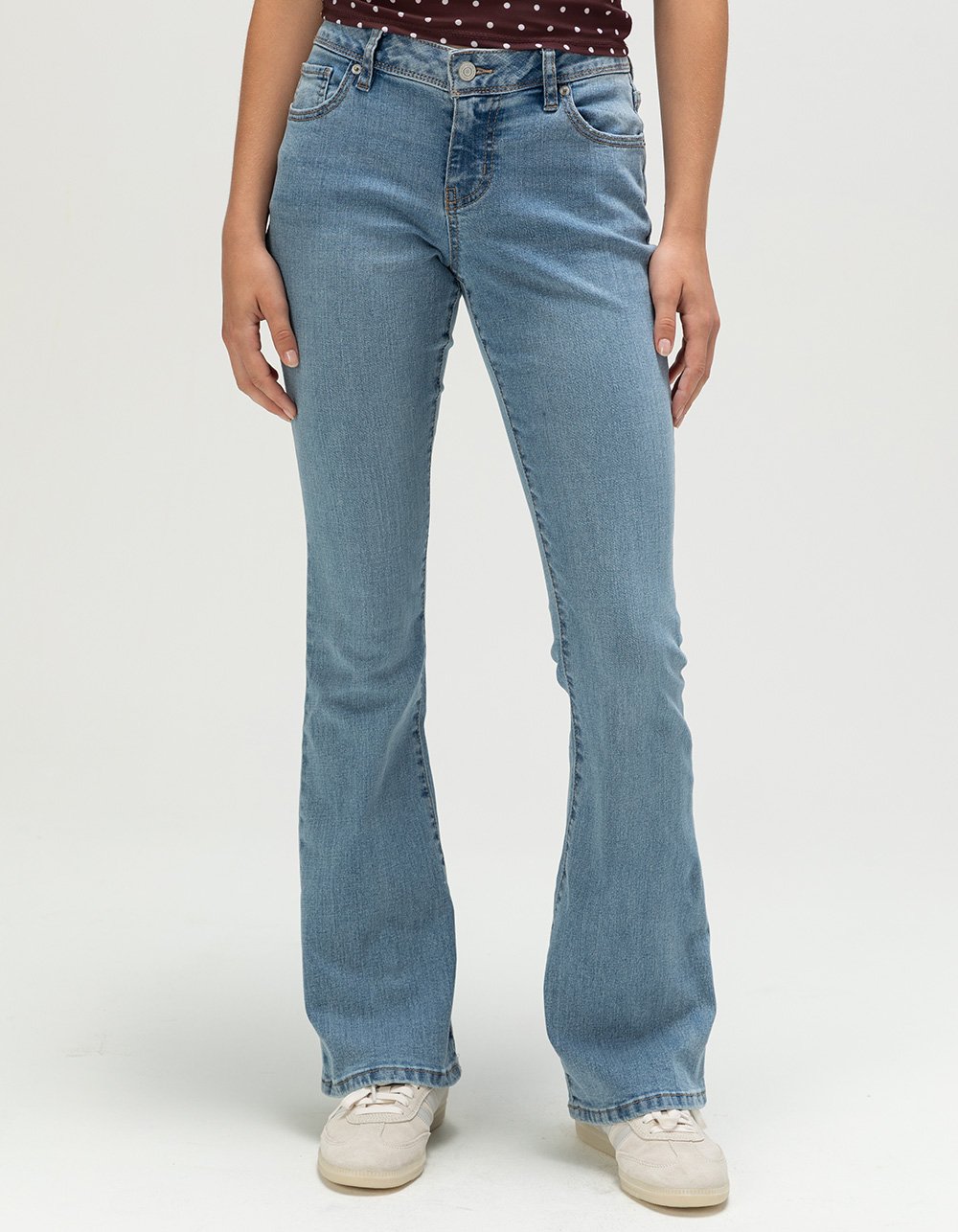 RSQ Womens Pocketless Low Rise Bootcut Jeans - MEDIUM WASH