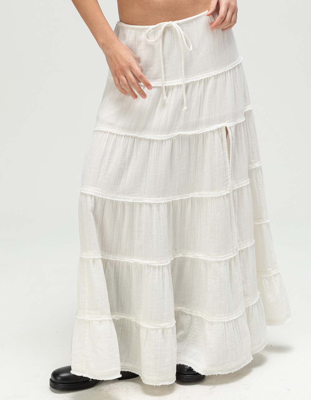 BDG Urban Outfitters Sadie Womens Tiered Maxi Skirt - WHITE