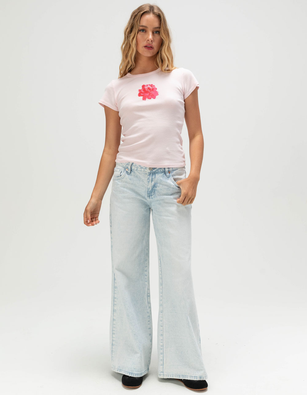 FULL TILT Peony Womens Baby Tee - PINK