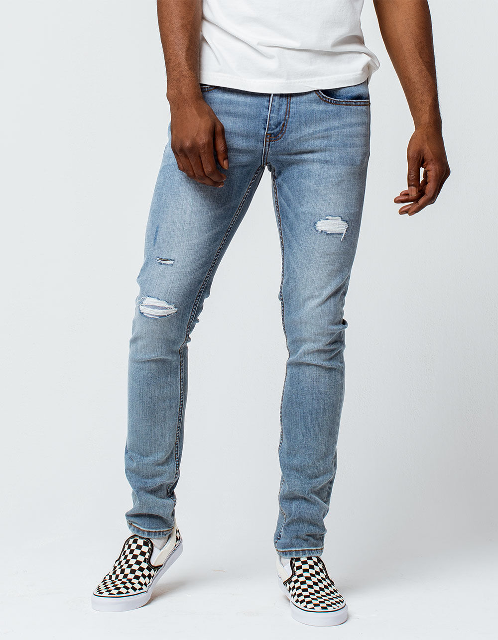 RSQ Tokyo Super Skinny Mens Ripped Stretch Jeans image number 0