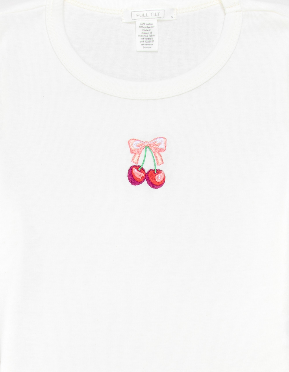 FULL TILT Embroidered Cherry Girls Baby Tee - WHITE