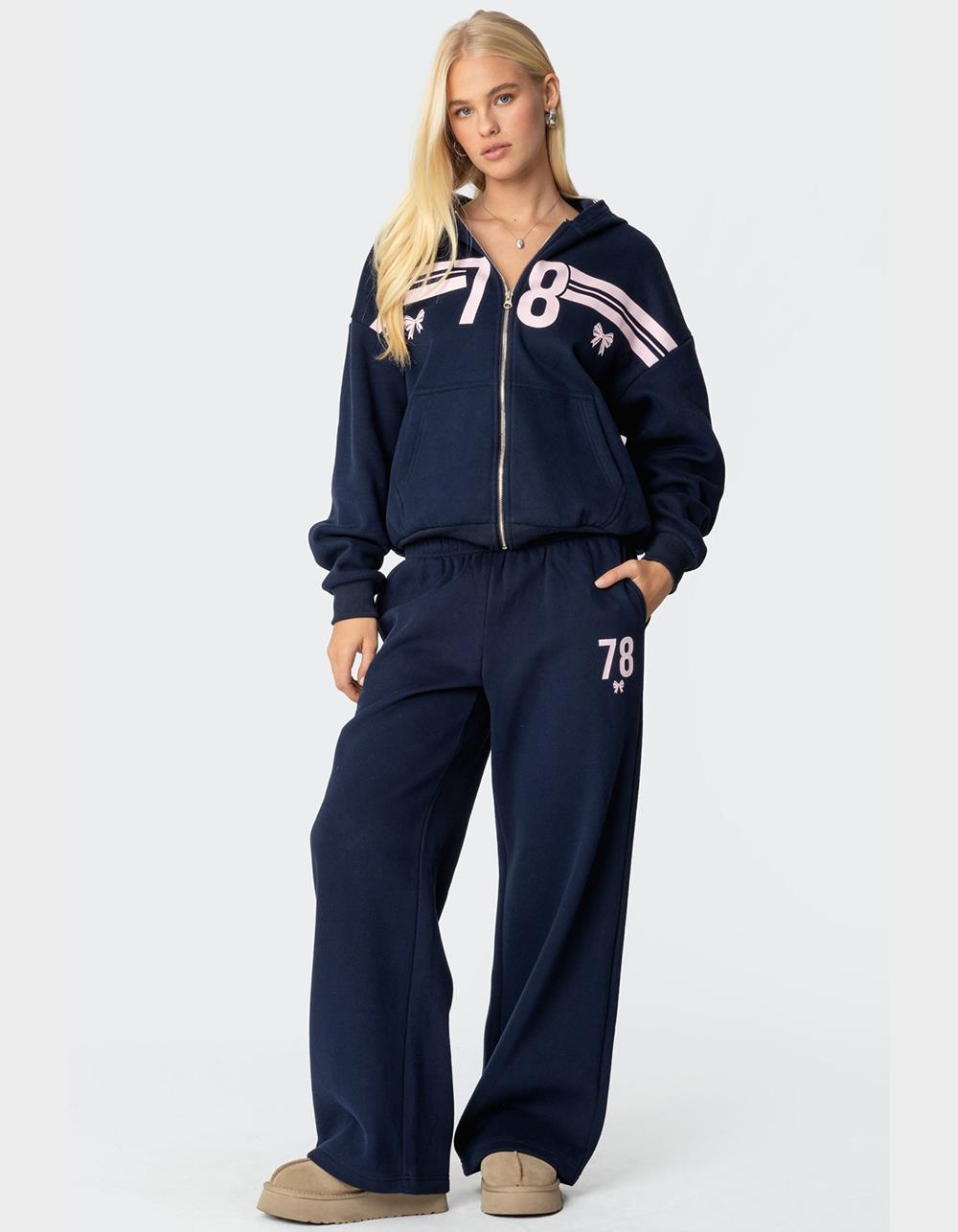 EDIKTED 78 Bow Sweatpants - NAVY
