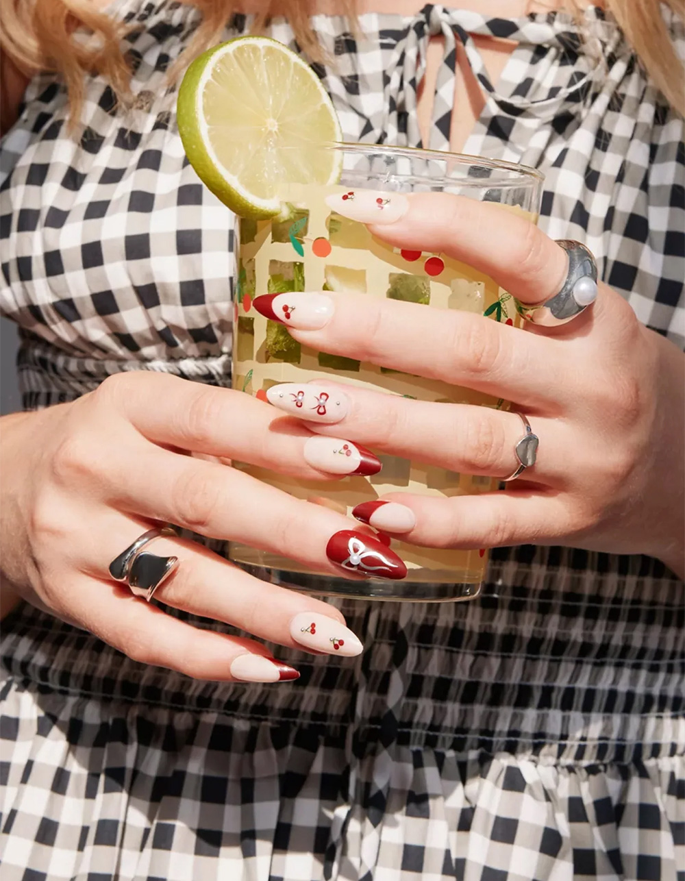 NEVER HAVE I EVER Cherry Cola Almond Press On Nails - RED