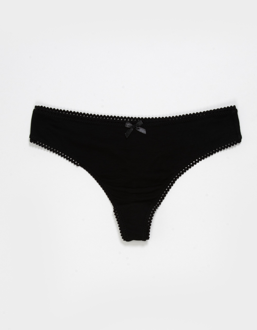 FULL TILT Bow Lace Trim Rib Thong