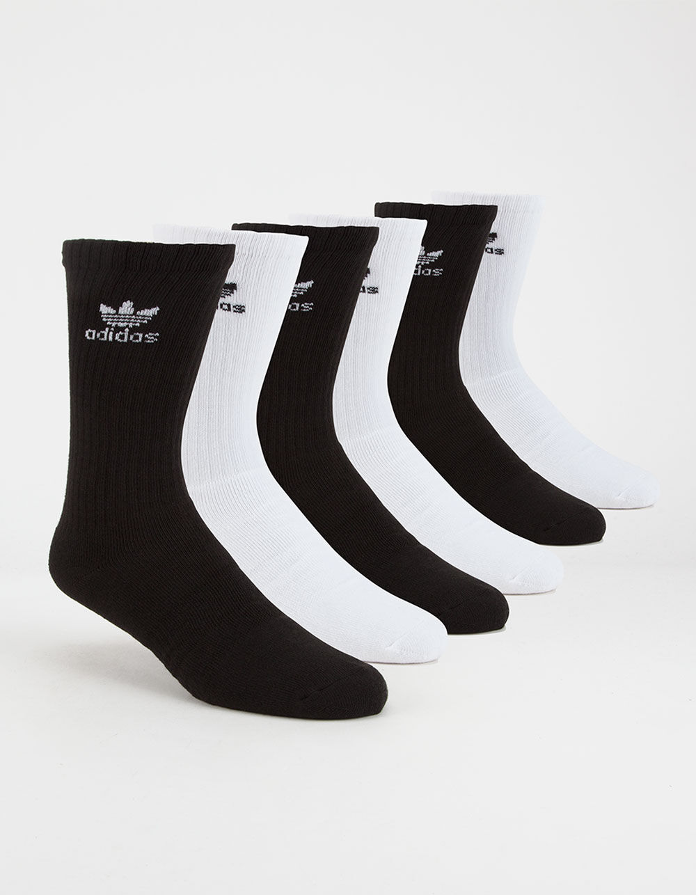 ADIDAS 6 Pack Originals Trefoil Kids Crew Socks - WHITE/BLACK