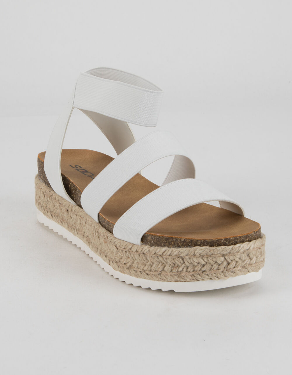 SODA Elastic Banded Womens White Flatform Sandals - WHITE | Tillys