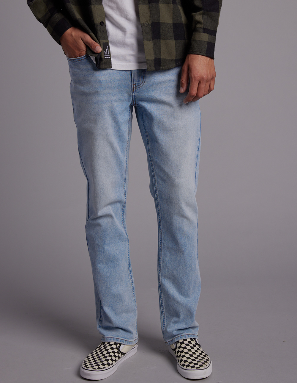 RSQ Mens Slim Straight Light Stone Denim Jeans - LT STONE