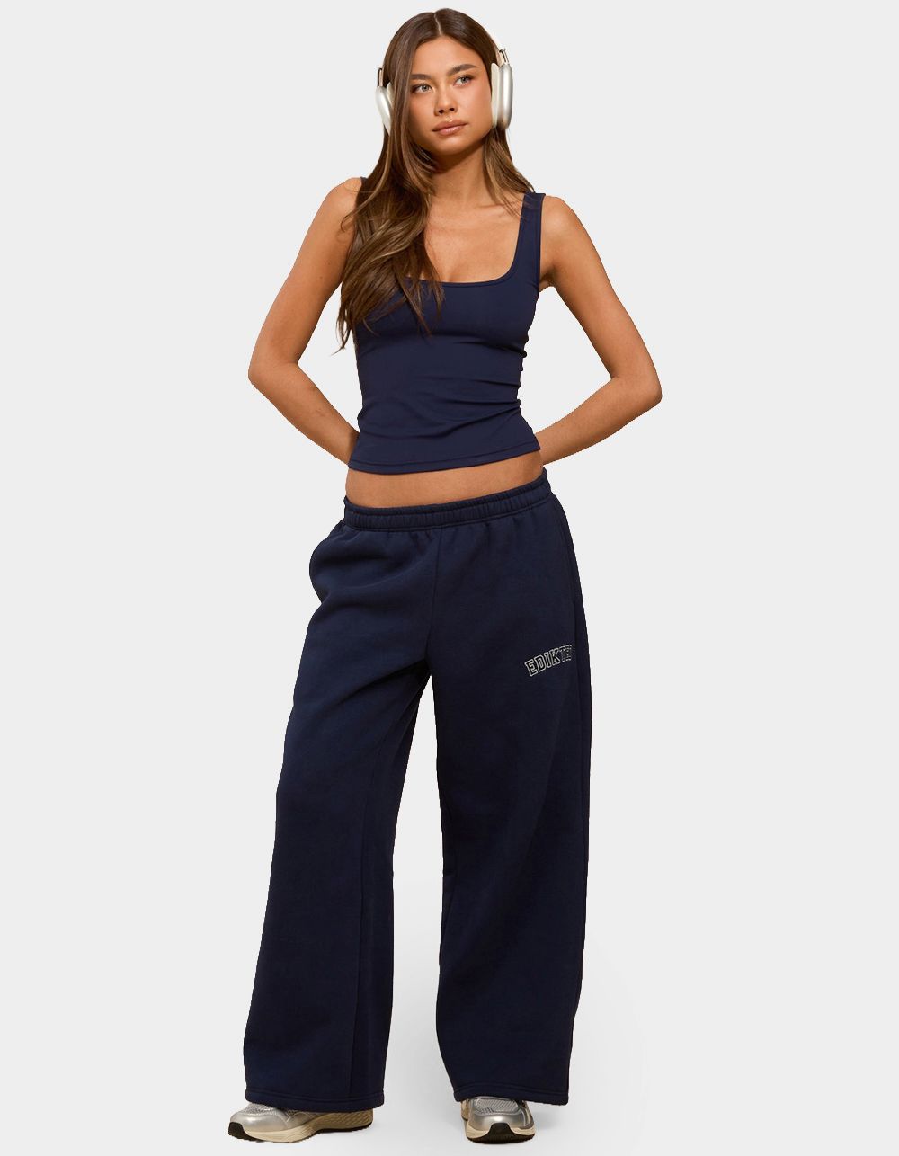 EDIKTED Kiarra Scoop Neck Tank Top - NAVY