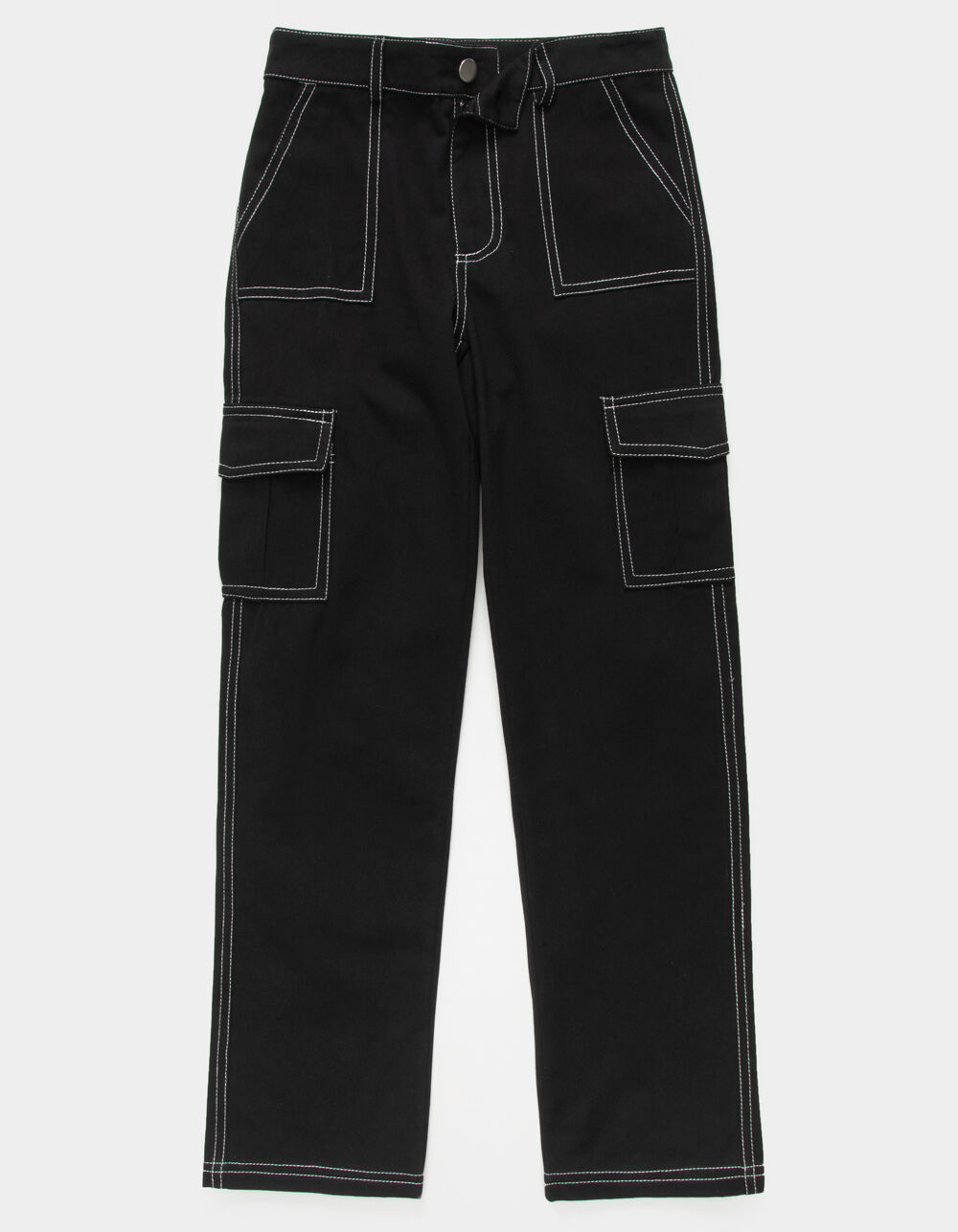 Girls Olive Twill Metal Zipper Straight Pants
