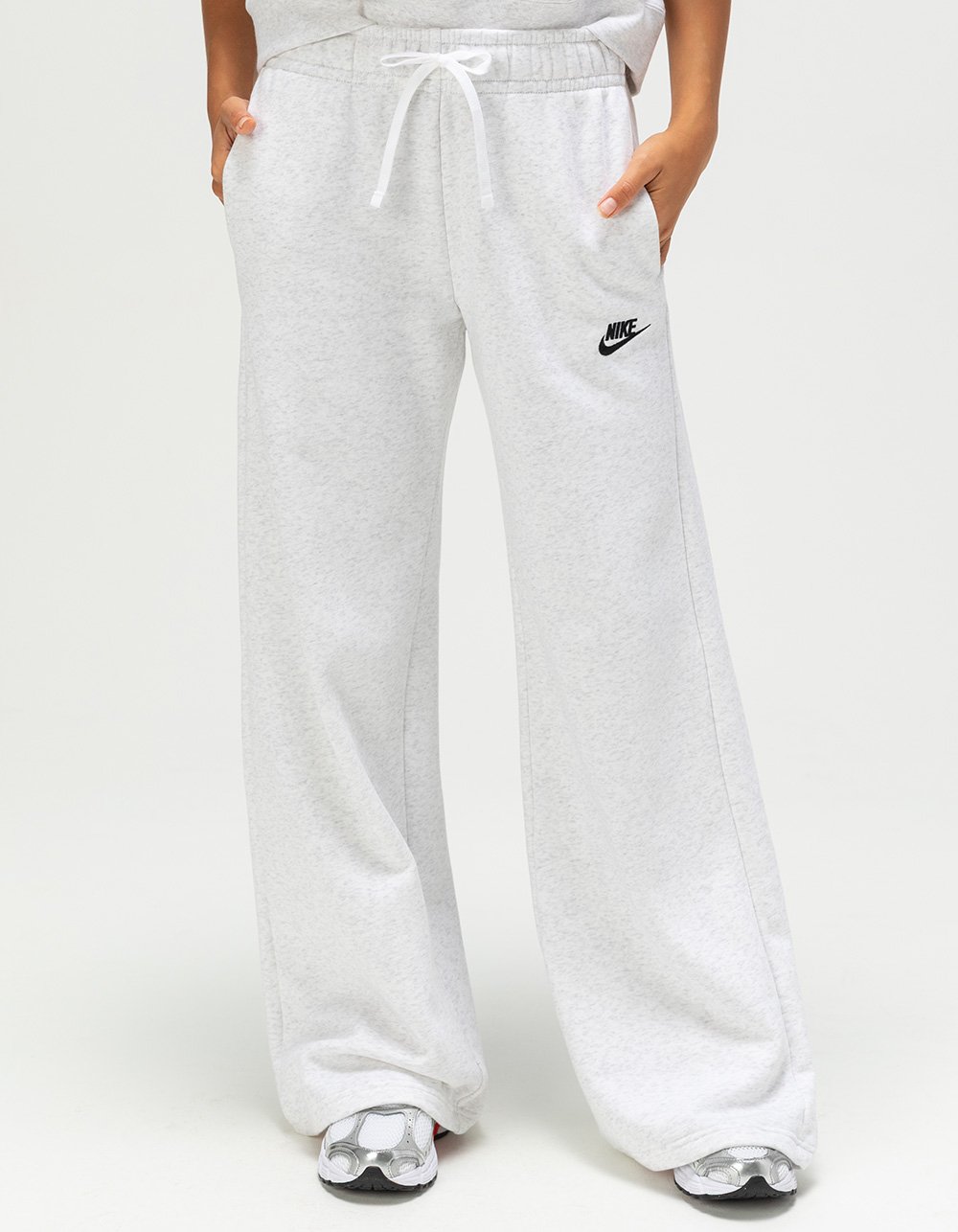 NIKE Sportswear Club Fleece Womens Wide Leg Pants - LIGHT GRAY