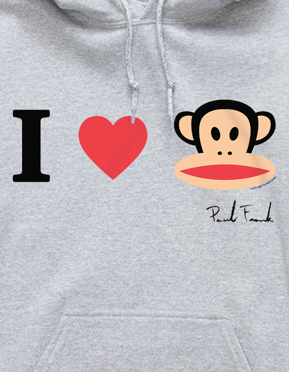 Paul Frank I Heart Unisex Hoodie - HEATHER GRAY